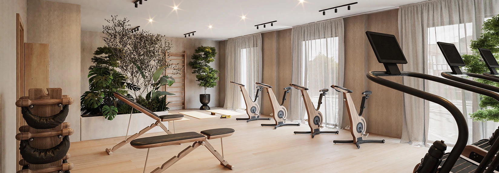 Fitness center at Royal Gateway Acton London, well-equipped for residents, managed by Benham and Reeves HK.