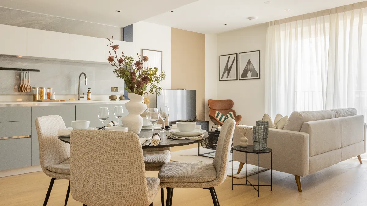 Sofa and dining table